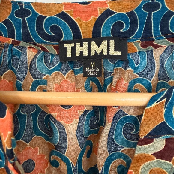 THML Women's Vibrant Floral Blouse - Orange and Blue - Picture 2 of 2